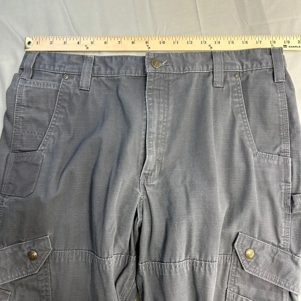Carhartt Cargo Pants B342GVL Mens 37x33 Gray Cotton Ripstop Workwear Utility